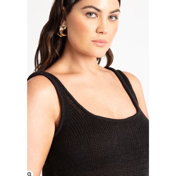 NWT Eloquii Black Crochet Strappy Fringe Sweater Tank Top Plus Size: 14/16 - Picture 4 of 6